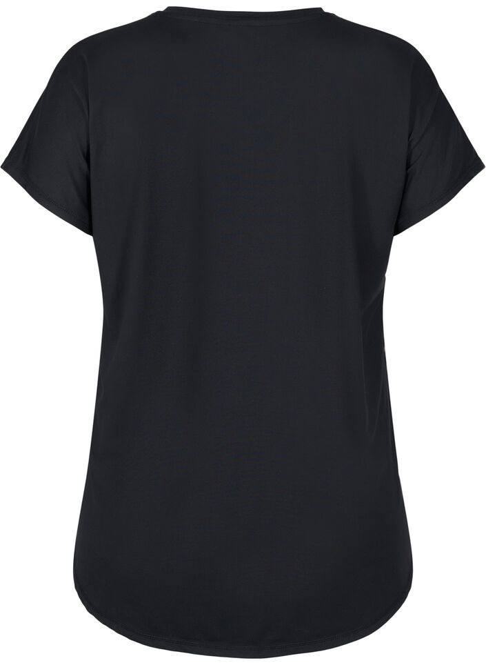 Kort&aelig;rmet tr&aelig;nings t-shirt med v-hals, Sort, Packshot image number 1