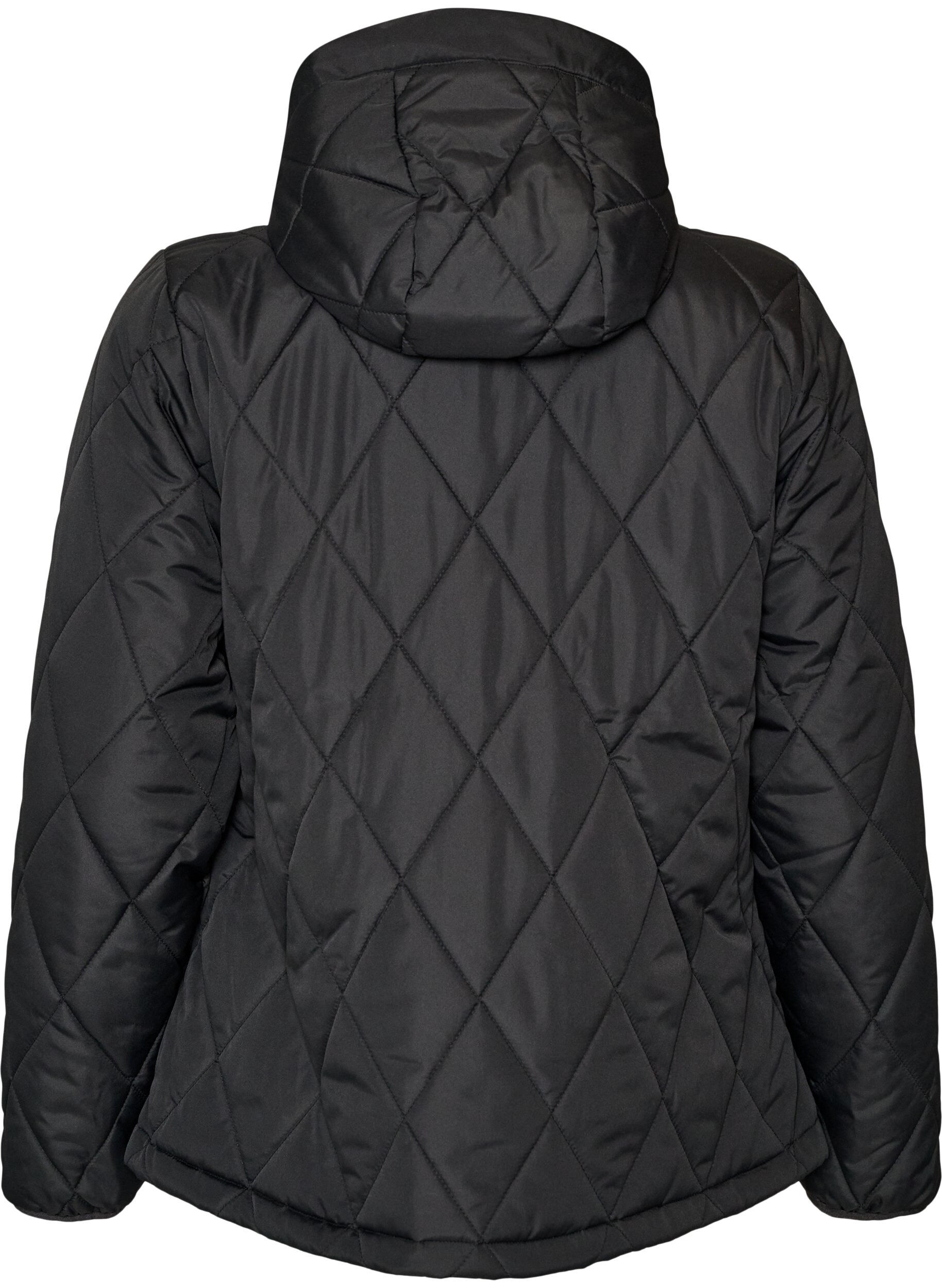 ZizziLet vatteret jakke med diamantquilt, Sort, Packshot image number 1