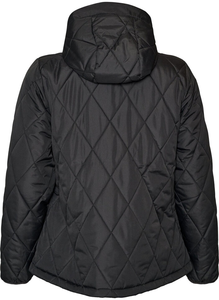 Let vatteret jakke med diamantquilt, Sort, Packshot image number 1