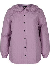 Quiltet jakke med krave og flæsekant, Lavender Mist