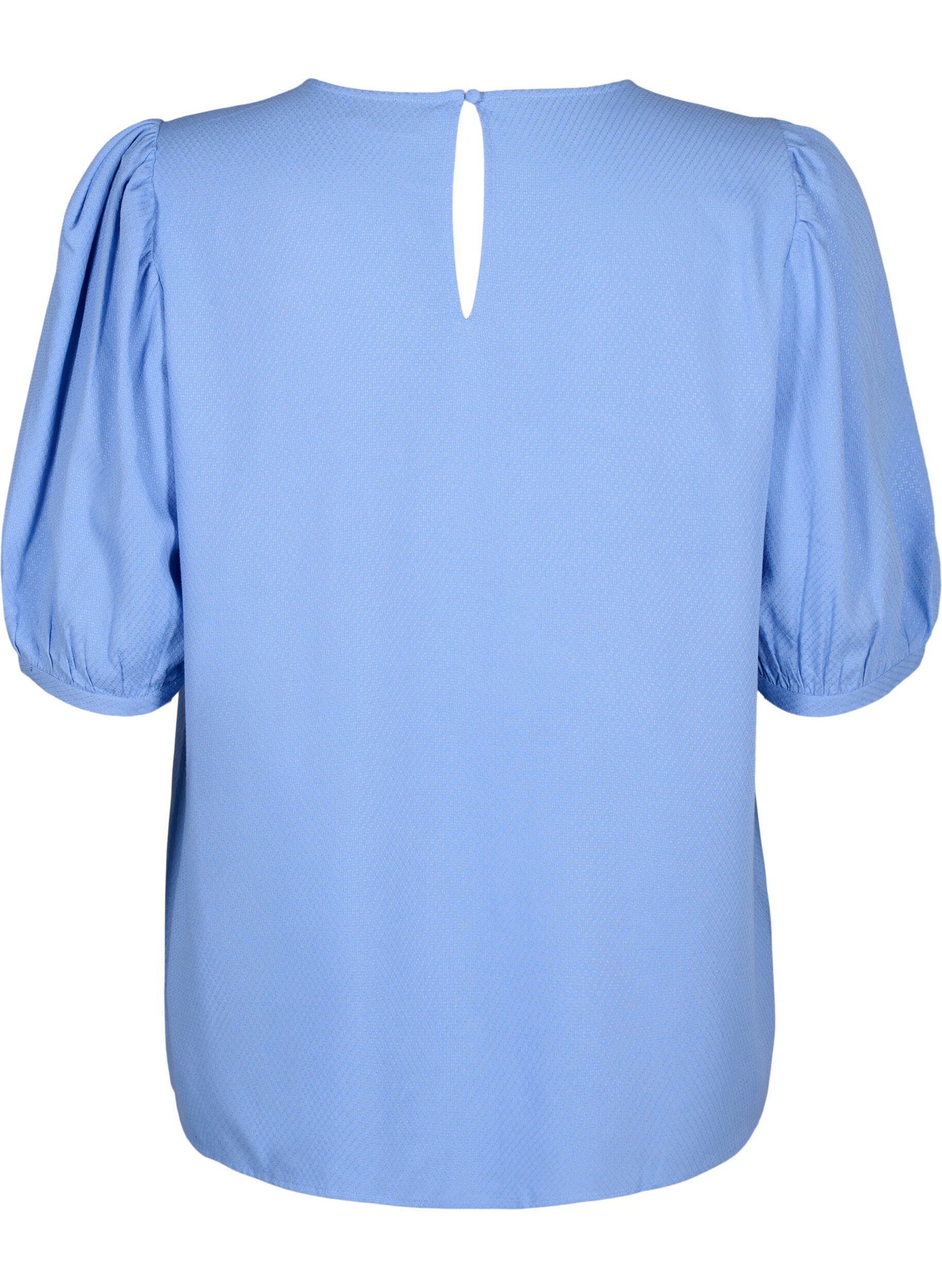 Zizzi Bluse i viskose med 1/2 &aelig;rmer, Cornflower Blue, Packshot image number 1