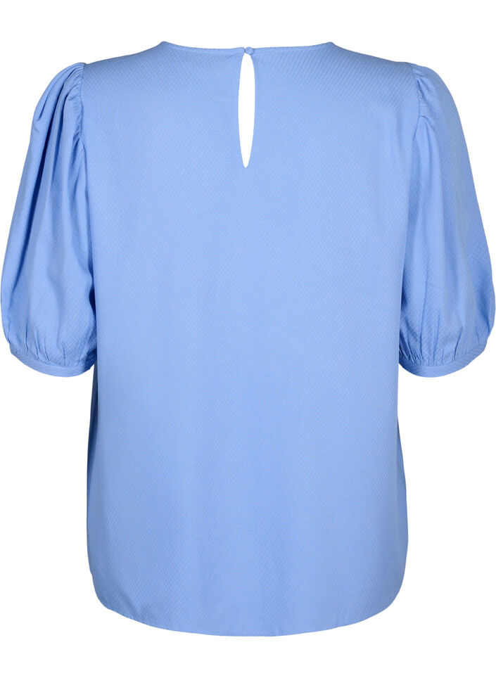 Bluse i viskose med 1/2 ærmer, Cornflower Blue, Packshot image number 1