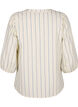 3/4 ærmet bluse i bomuld med striber, Eggnog Stripe, Packshot image number 1