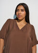 Bluse med ballon&aelig;rmer og V-udsk&aelig;ring, Brun, Model image number 3