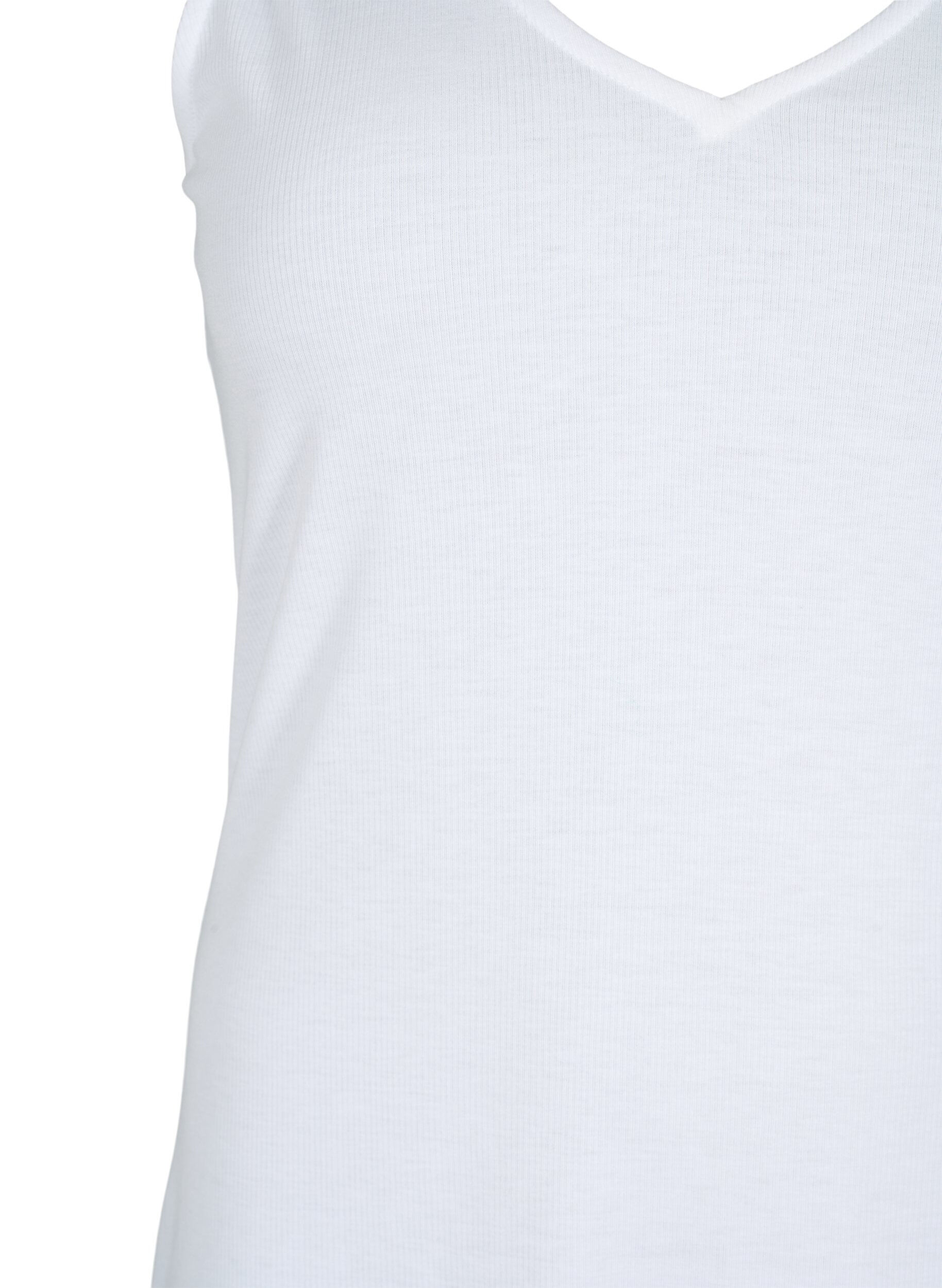 Zizzi Basis top i rib med v-udsk&aelig;ring, Bright White, Packshot image number 2
