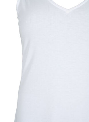 Basis top i rib med v-udskæring, Bright White, Packshot image number 2