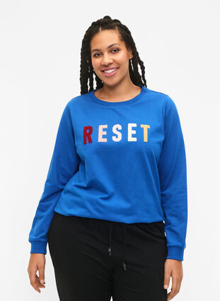 Sweatshirt med tekst , Victoria b. W. Reset, Model image number 0