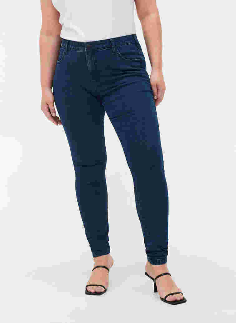 Højtaljede super slim Amy jeans, Dark blue, Model image number 4