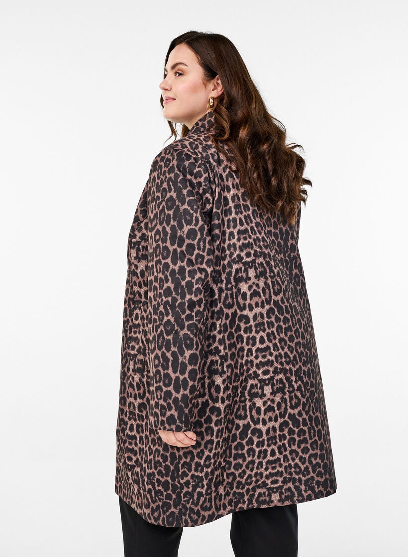 Frakke med leopardmønster, Brun, Model image number 2