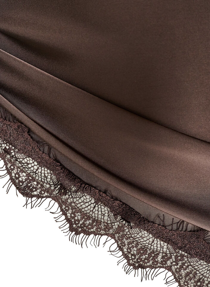 Satint&oslash;rkl&aelig;de med blondekant, Brun, Packshot image number 2