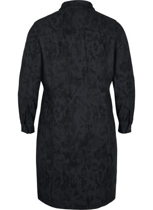 Printet kjole med krave og knapper, Black, Packshot image number 1