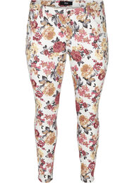 Super slim Amy jeans med blomsterprint, White Flower AOP