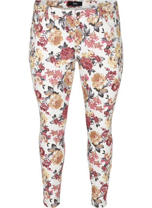 Super slim Amy jeans med blomsterprint, White Flower AOP, Packshot image number 0