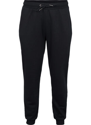 Sweatpants med bindebånd og lommer, Black, Packshot image number 0