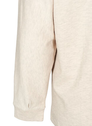 Meleret sweatshirt med hætte, Natural Melange, Packshot image number 3