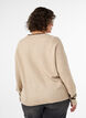 Strikbluse med logo og kontraststriber, Beige, Model image number 2