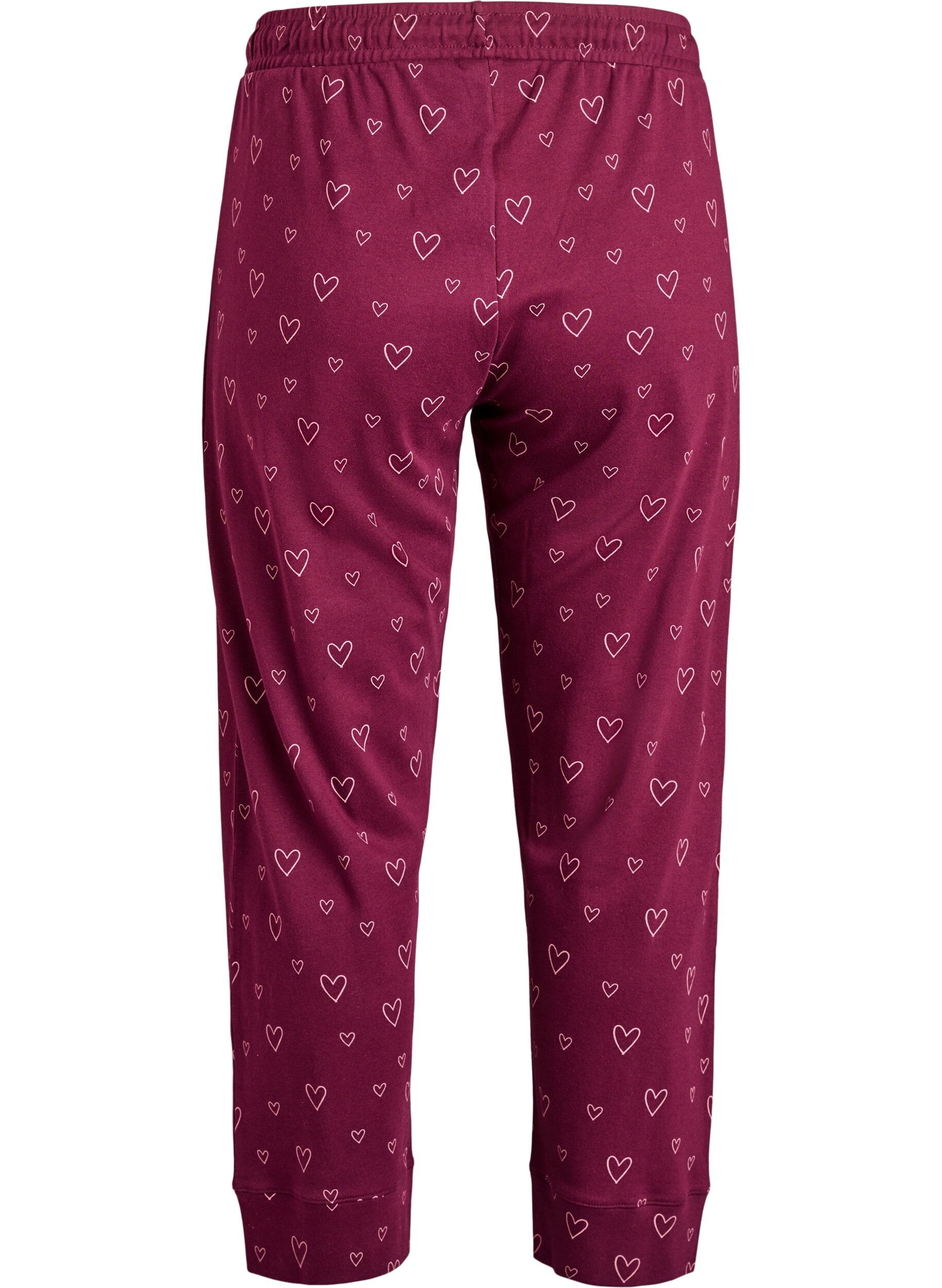 Zizzi Pyjamasbukser i bomuld med h&oslash;j talje, M&oslash;rk Bordeaux, Packshot image number 1
