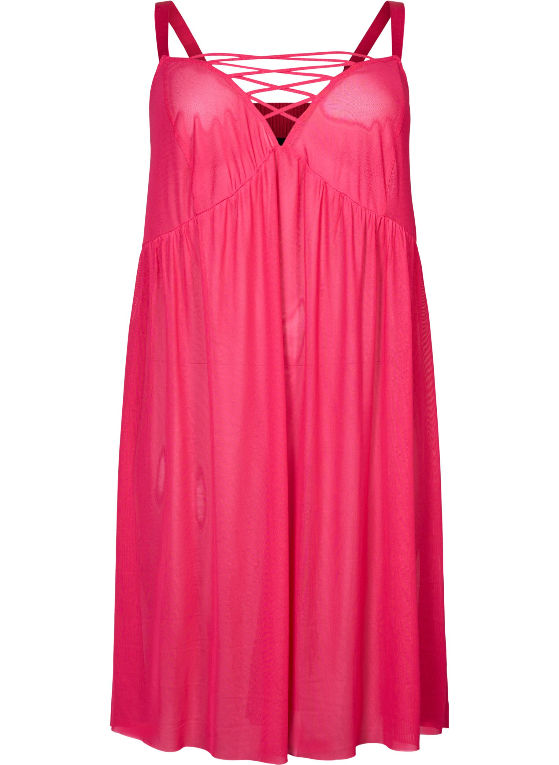 Zizzi Mesh natkjole med string, Jazzy, Packshot image number 0