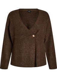 Strikket cardigan med asymmetrisk lukning, Brun