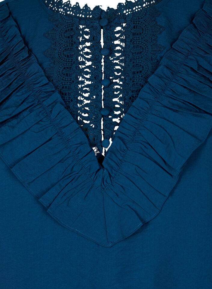 Viskosebluse med flæser og broderidetalje, Titan, Packshot image number 2