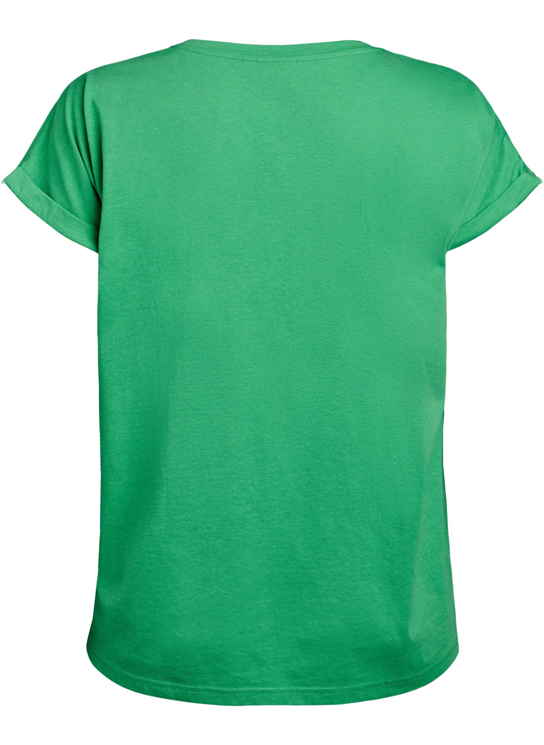 ZizziKort&aelig;rmet t-shirt i bomuldsblanding, Gr&oslash;n, Packshot image number 1