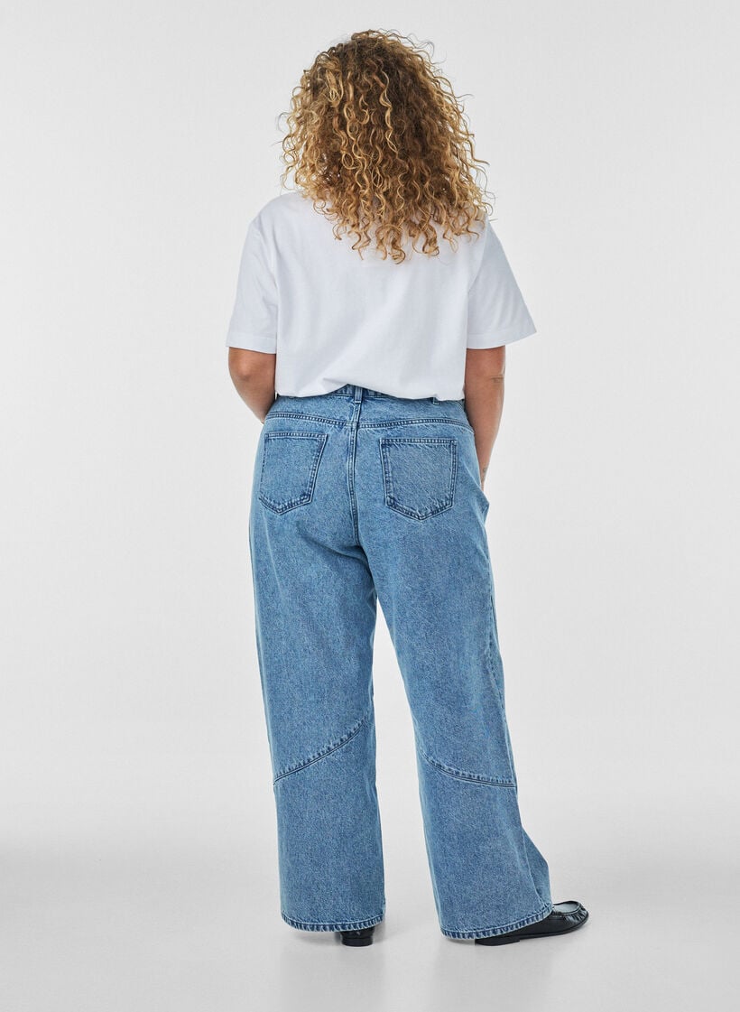 Wide fit jeans med syningsdetaljer, Bl&aring;, Model image number 1