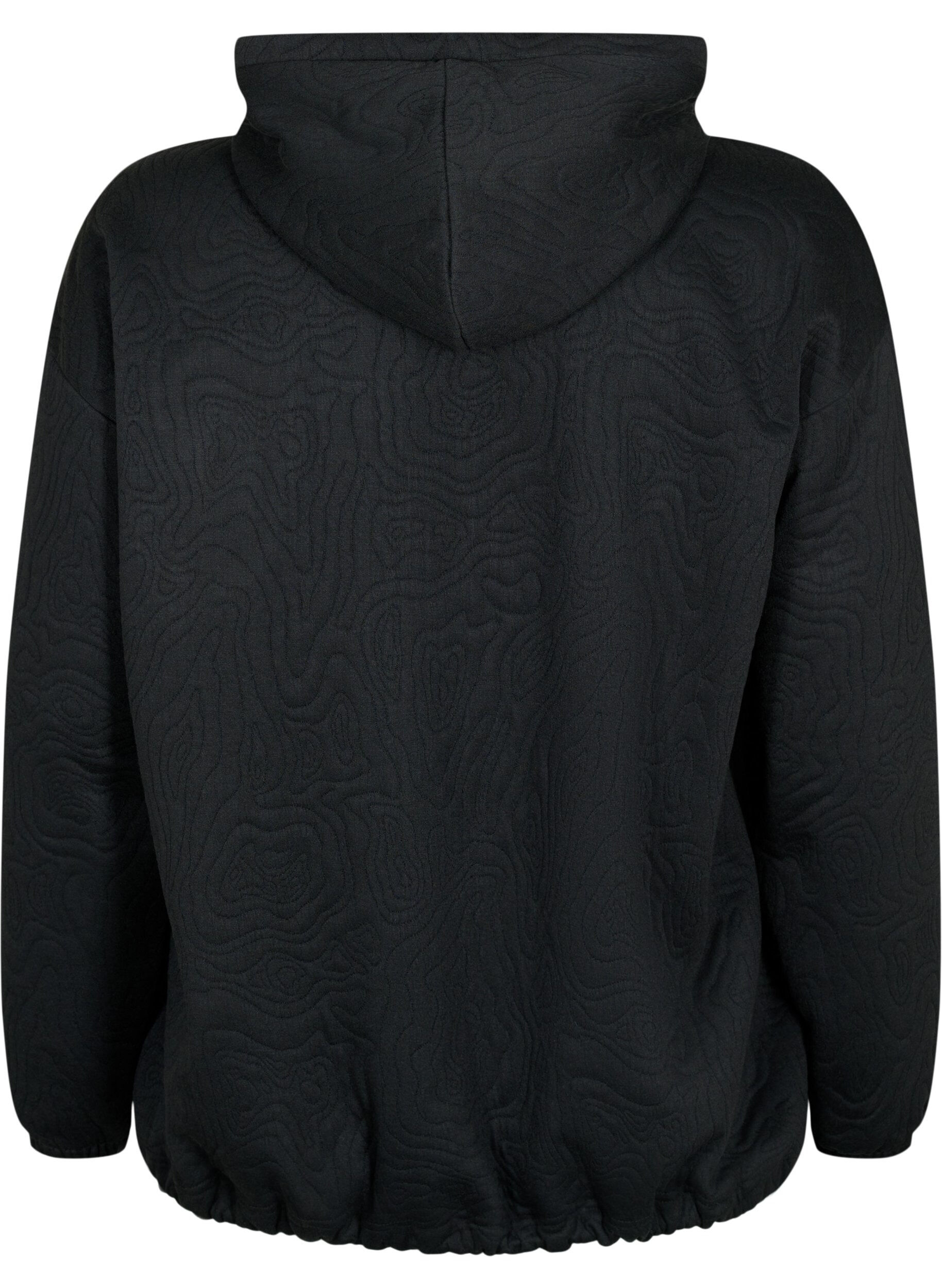 Zizzi Sporty sweatshirt med h&aelig;tte, Black, Packshot image number 1