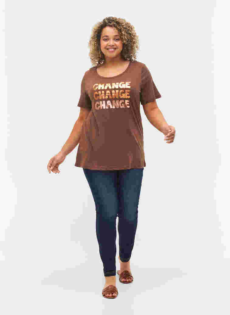 Bomulds t-shirt med korte ærmer, Chestnut Change, Model image number 2