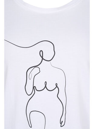 Bomulds t-shirt med print, B. White w. Black, Packshot image number 2