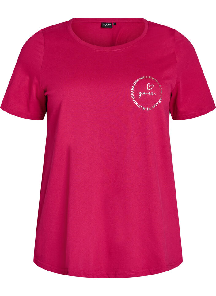 T-shirt med motiv, R&oslash;d, Packshot image number 0