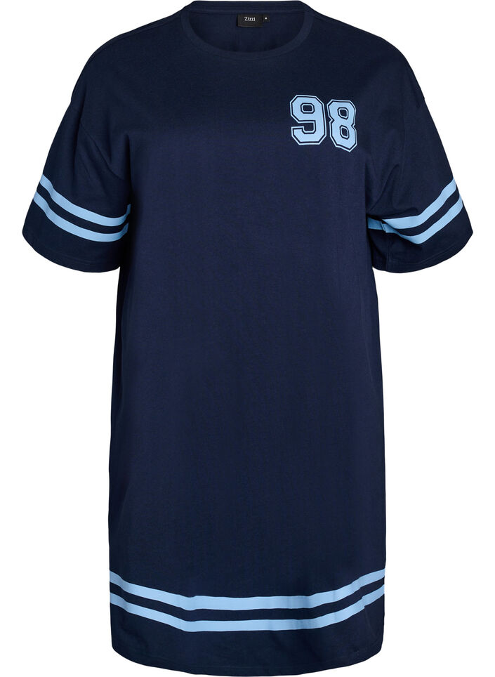 Kort t-shirtkjole med sporty detaljer, Bl&aring;, Packshot image number 0