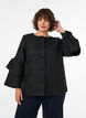 Boucl&eacute;jakke med fl&aelig;sedetaljer, Sort, Model image number 0
