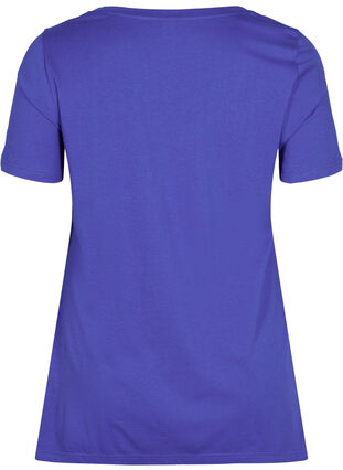 Kortærmet bomulds t-shirt med a-form, Dazzling Blue HELLO , Packshot image number 1