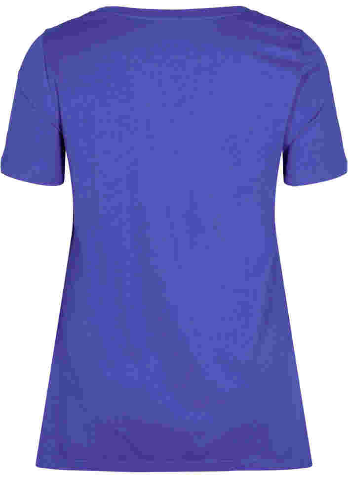 Kortærmet bomulds t-shirt med a-form, Dazzling Blue HELLO , Packshot image number 1