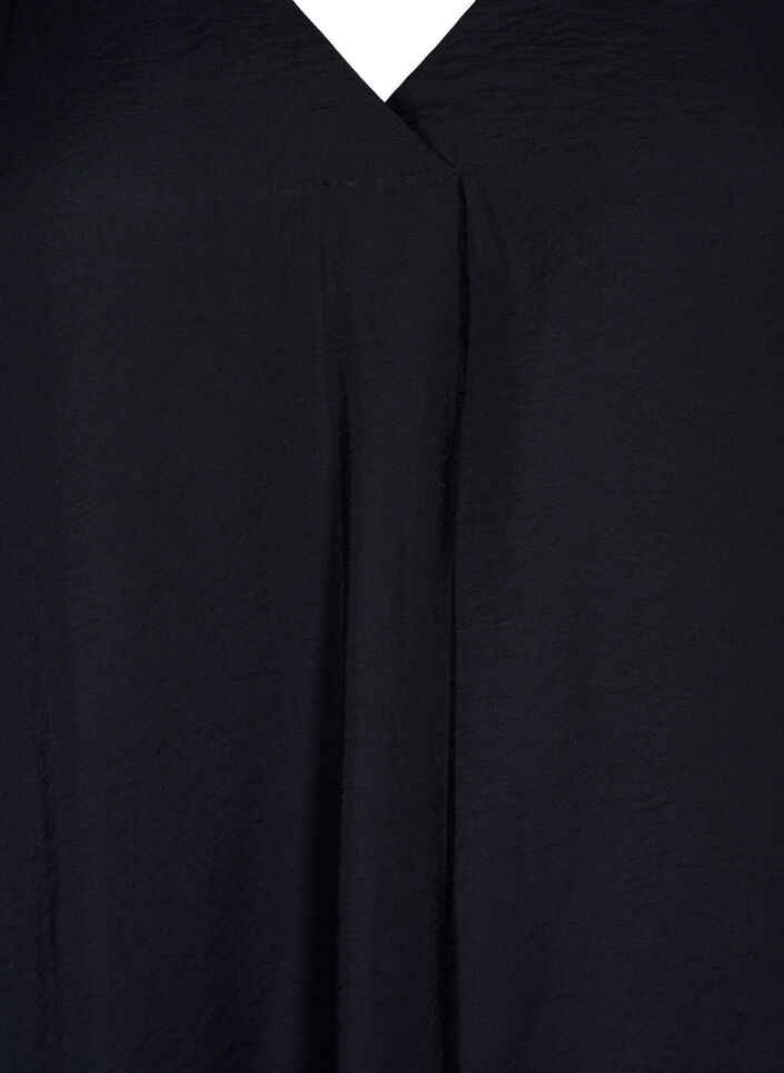 V-hals kjole i viskose, Sort, Packshot image number 2