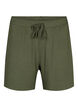 L&oslash;stsiddende viskose shorts med rib, Thyme, Packshot image number 0