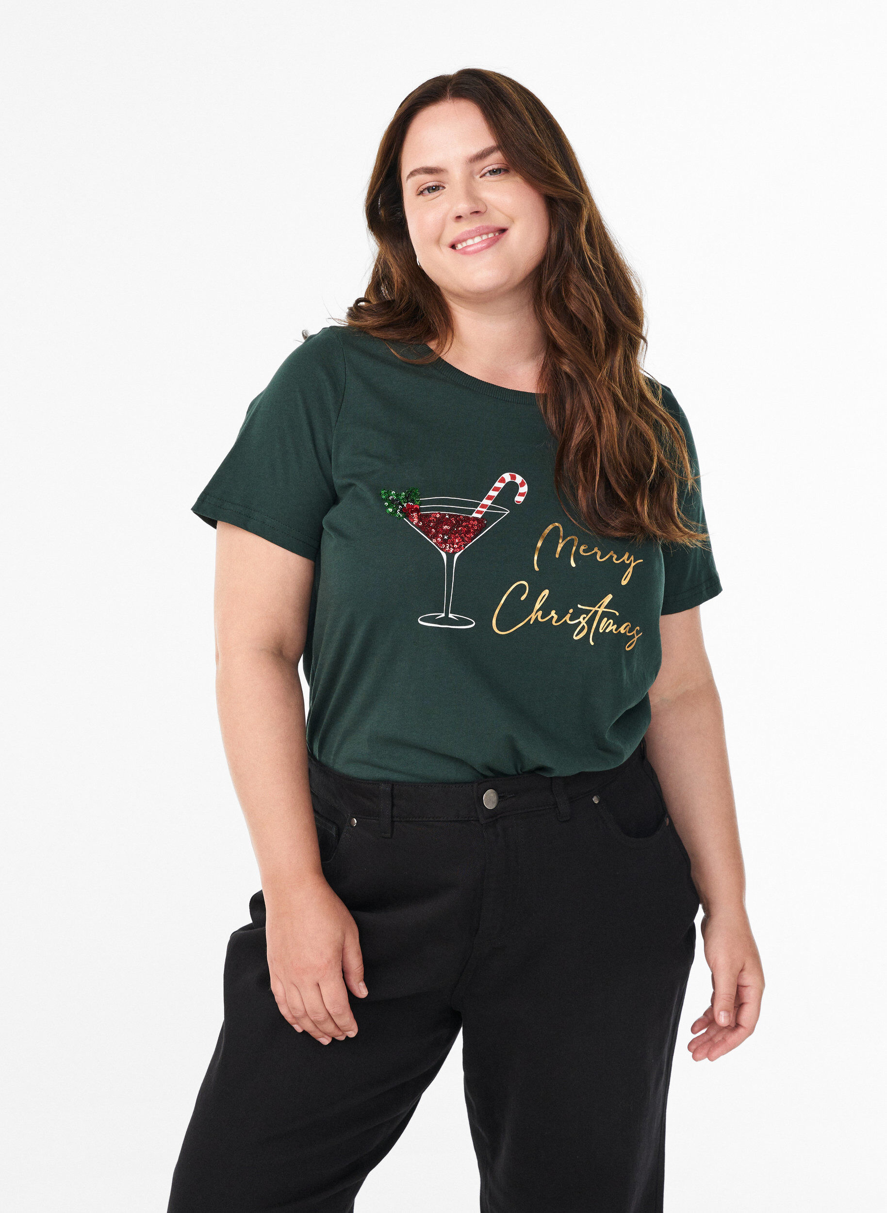 ZizziJule t-shirt i &oslash;kologisk bomuld, Gr&oslash;n, Model image number 0