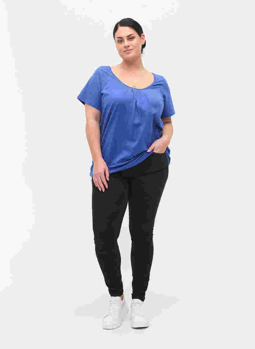 Bomulds t-shirt med korte ærmer, Dazzling Blue, Model image number 2