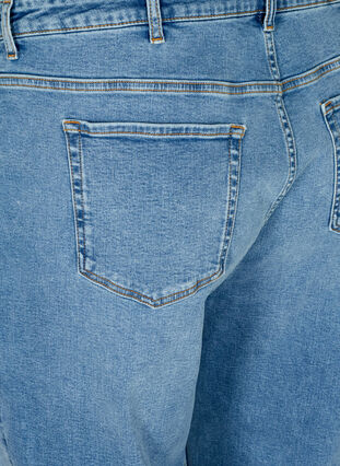 Cropped mom fit jeans med høj talje, Light blue denim, Packshot image number 3