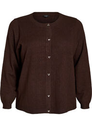 Strikket cardigan med hjertehulm&oslash;nster, Brun