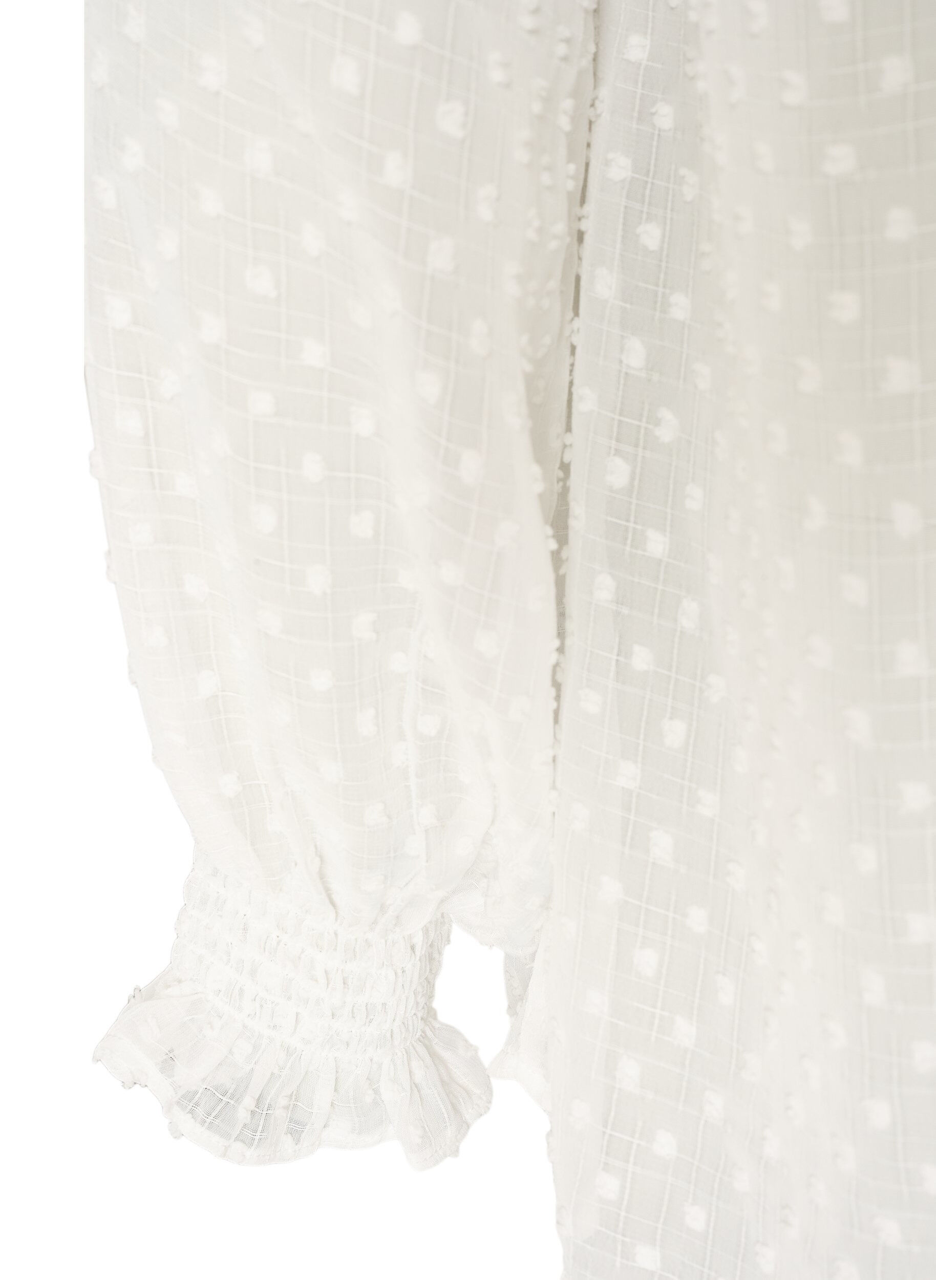 ZizziSkjortebluse med blondeindsats og dot-m&oslash;nster, Vanilla, Packshot image number 3