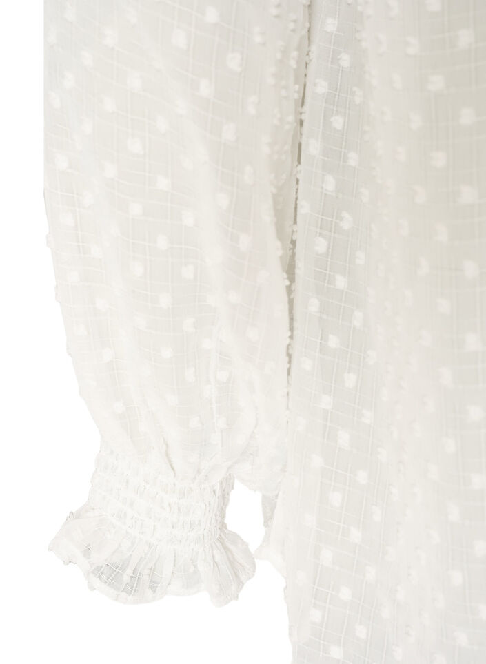 Skjortebluse med blondeindsats og dot-m&oslash;nster, Vanilla, Packshot image number 3