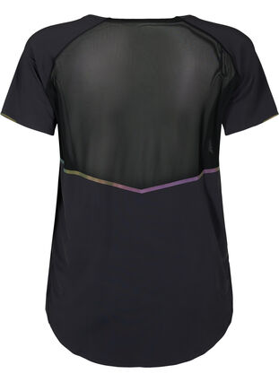 Trænings t-shirt med mesh og refleksdetalje, Black, Packshot image number 1