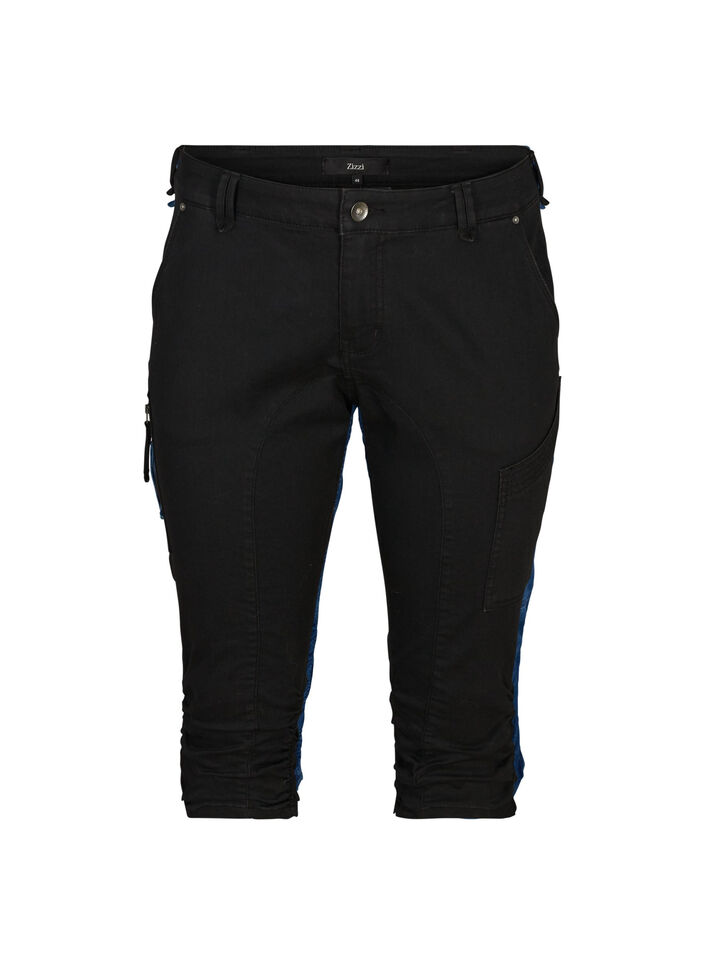 Slim fit capri jeans med lommer, Sort, Packshot image number 0