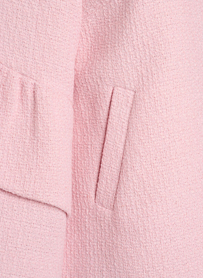 Boucl&eacute;jakke med fl&aelig;sedetaljer, Lyser&oslash;d, Packshot image number 3