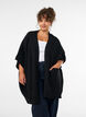Cardigan med &aring;ben front og vide &aelig;rmer, Sort, Model image number 0