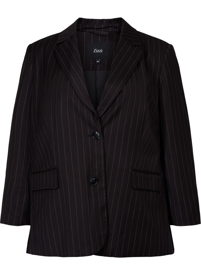 Nålestribet blazer, Black W. Pinstripe, Packshot image number 0