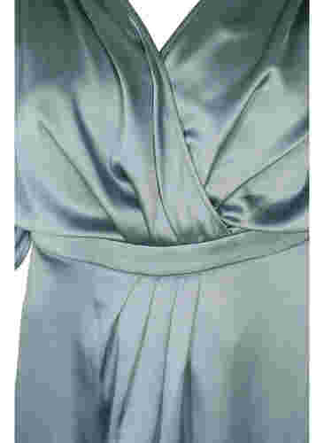 Maxikjole med wrap og korte ærmer, Silver Blue, Packshot image number 2
