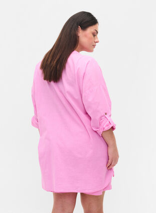 Skjortebluse med knaplukning, Begonia Pink, Model image number 1