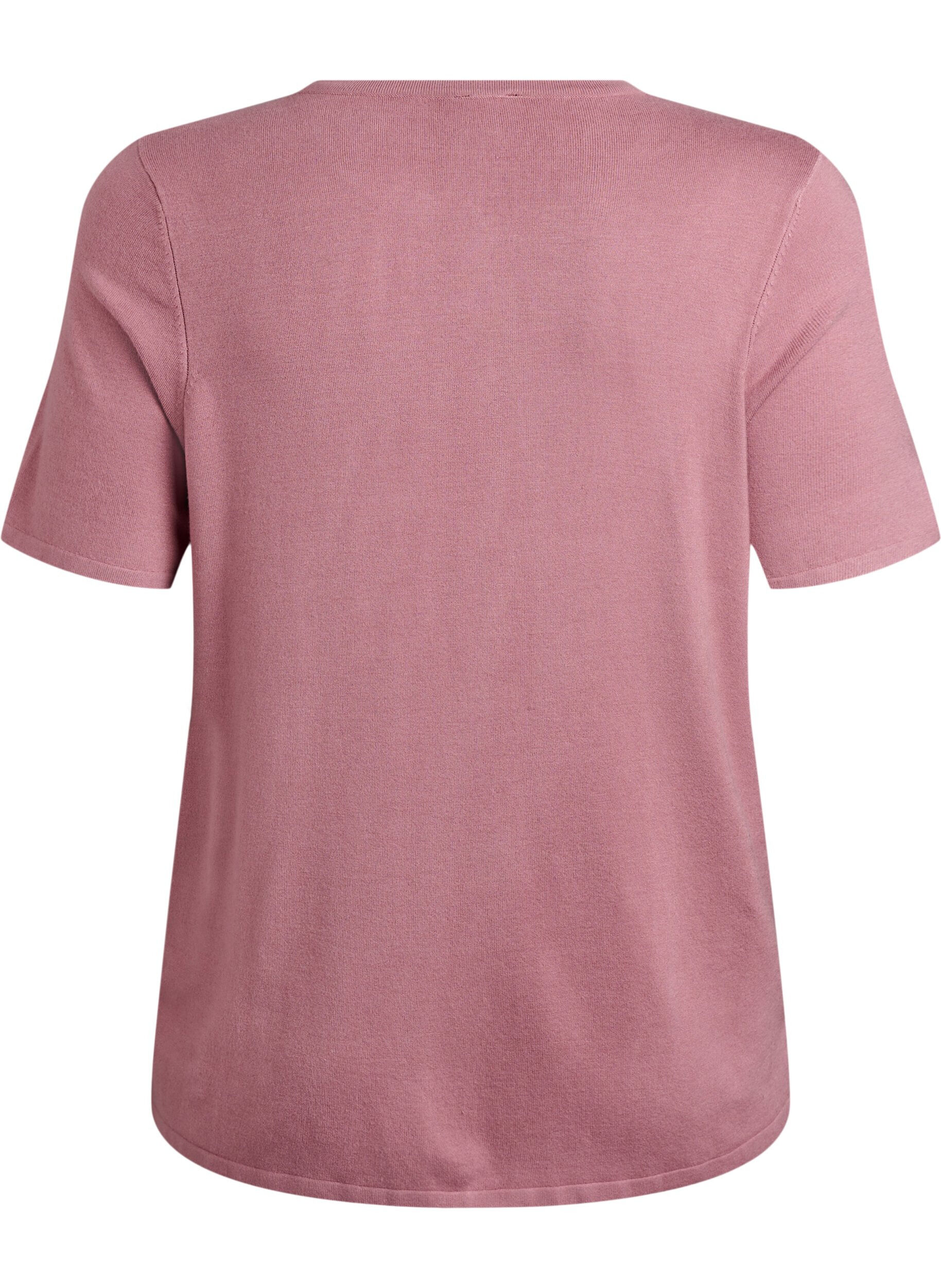 Zizzi Kort&aelig;rmet strikcardigan i viskose, Lyser&oslash;d, Packshot image number 1